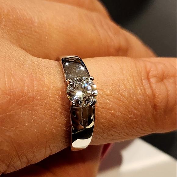 Adjustable Moissanite Ring 925 Sterling Silver Open D-ColorVVS1 Lab Grown Diamon - Picture 11 of 12